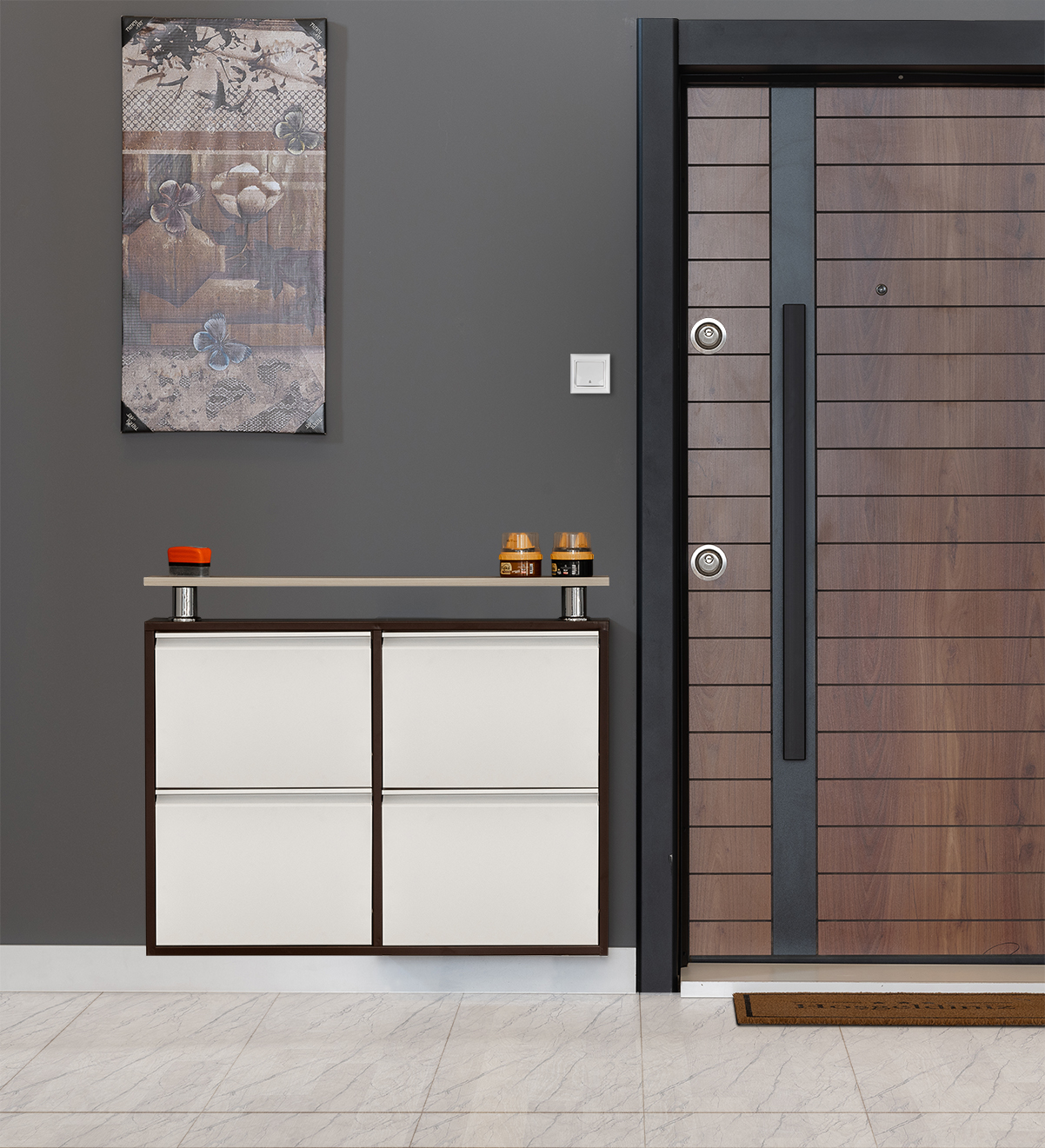 Kaser_Kahvekrem_2+2_Metal_Ayakkabılık